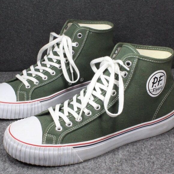 PF Flyers Center Hi Top Sneakers Forest Green Shoes Retro Vintage Mens Size 11 - Picture 1 of 12
